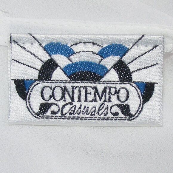 Vintage Contempo Casual Blouse, M, Off-white, Sequin statement Shoulders, LS - Picture 12 of 12